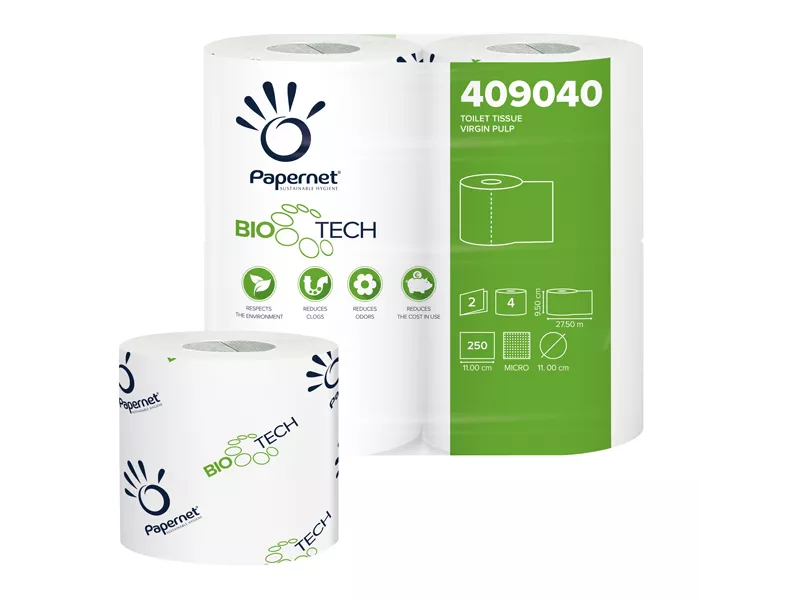 Carta Igienica Bio Tech Papernet - 2 Veli - 250 Strappi - 409040 (Conf. 4)