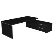 Scrivania Manager con Mobile di Servizio - 180x90 cm - Prestige - 901RIT-8 (Nero Venato)