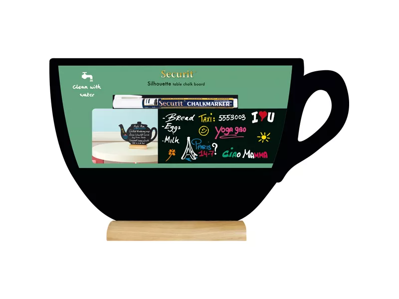 Lavagna da Tavolo Silhouette Securit - 33,5x21,5 cm - Tazza - FBT-CUP (Nero)