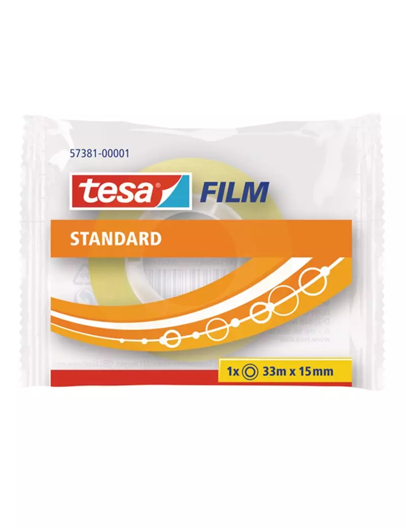 Nastro Adesivo Tesafilm Tesa - 15 mm x 33 m - 57381-00001-02 (Trasparente Conf. 30)