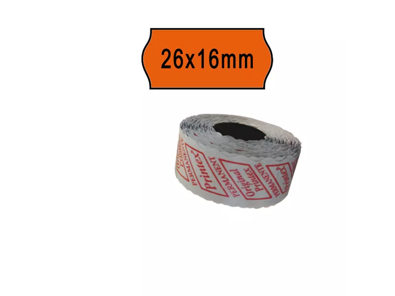 Etichette per Prezzatrice Smart 16/2616 Printex - Permanenti - 26x16 mm - 2616SFP7AR (Arancio Conf. 10)
