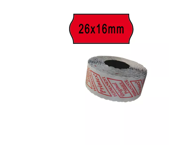 Etichette per Prezzatrice Smart 16/2616 Printex - Permanenti - 26x16 mm - 2616SFP7RS (Rosso Conf. 10)