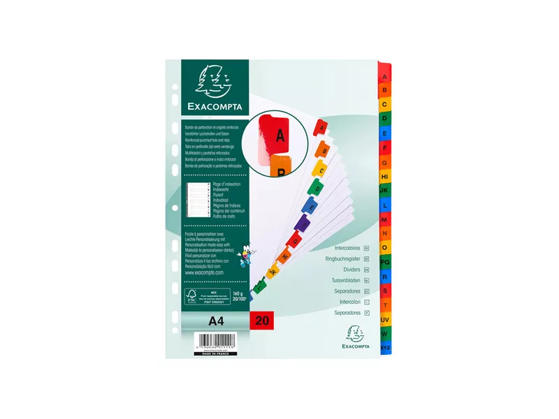 Separatore Alfabetico A/Z Exacompta - A4 - 1111E (Bianco)