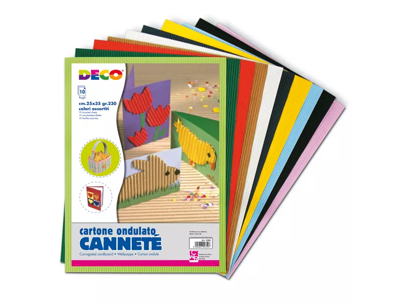 Cartoncino Colorato Ondulato Cannetè CWR - 25x35 cm - 2200 (Assortiti Conf. 10)