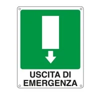 Cartello di Segnalazione - Uscita di Emergenza - 25x31 cm - 20107X (Bianco e Verde)