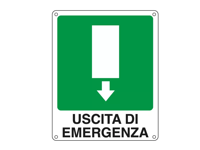 Cartello di Segnalazione - Uscita di Emergenza - 25x31 cm - 20107X (Bianco e Verde)