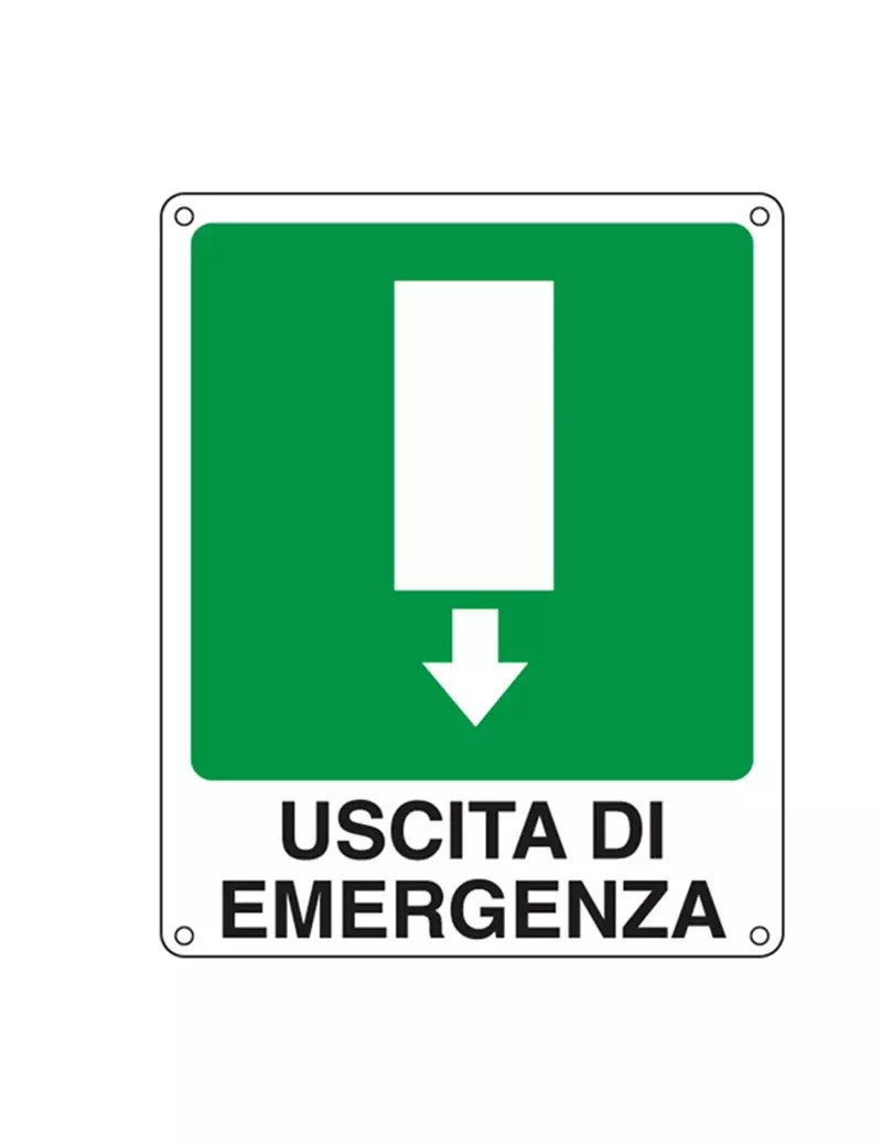 Cartello di Segnalazione - Uscita di Emergenza - 25x31 cm - 20107X (Bianco e Verde) Cartello di Segnalazione - Uscita di Emergenza - 25x31 cm - 20107X (Bianco e Verde)