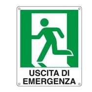 Cartello di Segnalazione - Uscita di Emergenza a Sinistra - 25x31 cm - E20105X (Bianco e Verde)