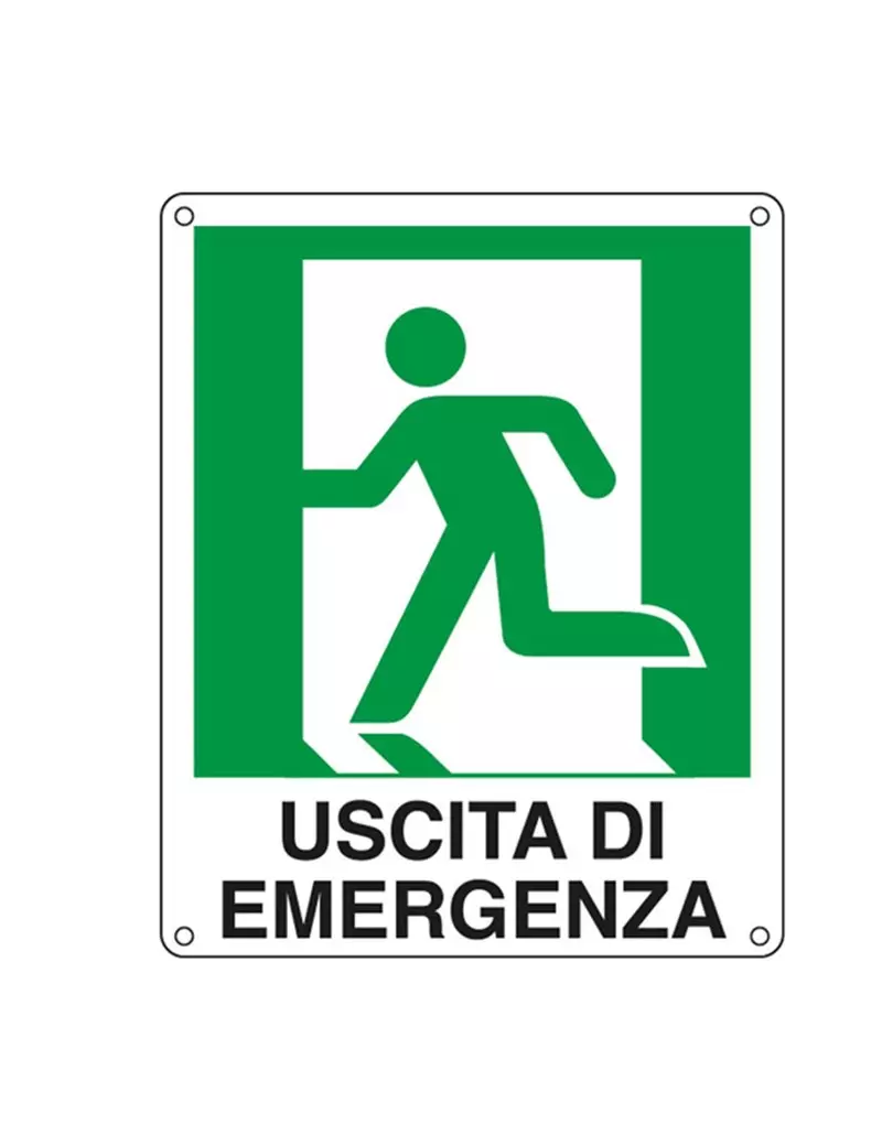 Cartello di Segnalazione - Uscita di Emergenza a Sinistra - 25x31 cm - E20105X (Bianco e Verde) Cartello di Segnalazione - Uscita di Emergenza a Sinistra - 25x31 cm - E20105X (Bianco e Verde)