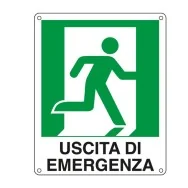Cartello di Segnalazione - Uscita di Emergenza a Destra - 25x31 cm - E20106X (Bianco e Verde)