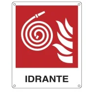 Cartello di Segnalazione - Idrante - 25x31 cm - E20117X (Bianco e Rosso)