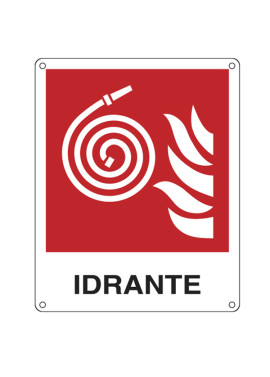 Cartello di Segnalazione - Idrante - 25x31 cm - E20117X (Bianco e Rosso)