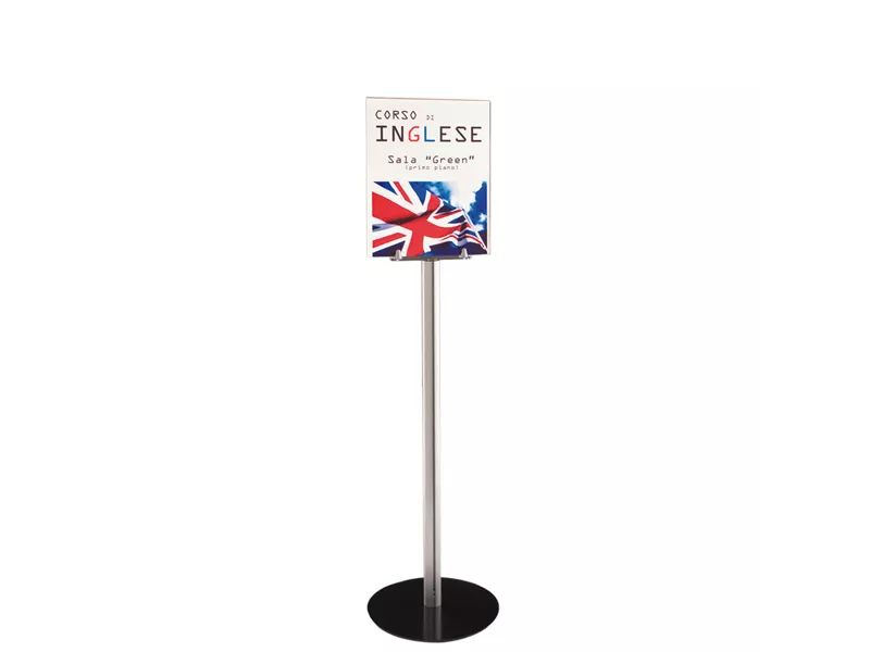 Piantana Segnaletica A4 Tecnostyl - 126 cm - MB08 (Argento e Nero)