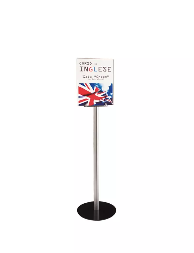 Piantana Segnaletica A4 Tecnostyl - 126 cm - MB08 (Argento e Nero) Piantana Segnaletica A4 Tecnostyl - 126 cm - MB08 (Argento e Nero)