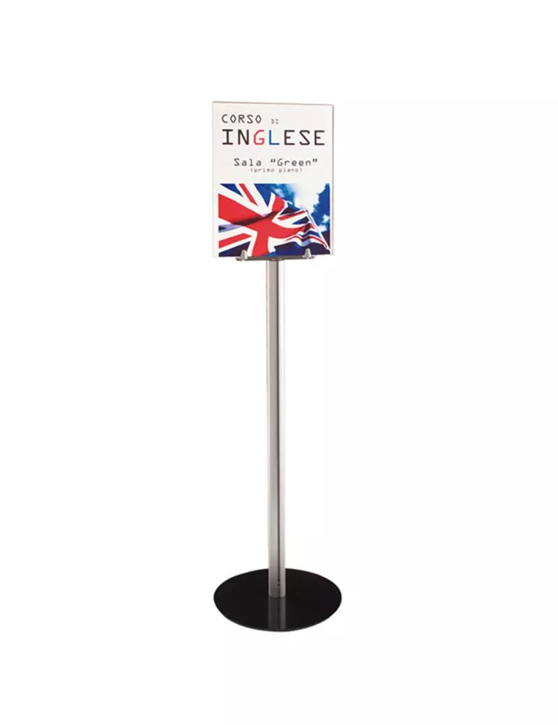 Piantana Segnaletica A3 Tecnostyl - 138 cm - MB09 (Argento e Nero) Piantana Segnaletica A3 Tecnostyl - 138 cm - MB09 (Argento e Nero)