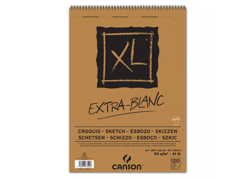 Album XL Extra-Blanc Canson - A3 - 90 g - 120 Fogli - 200787501 (Bianco Conf. 5)