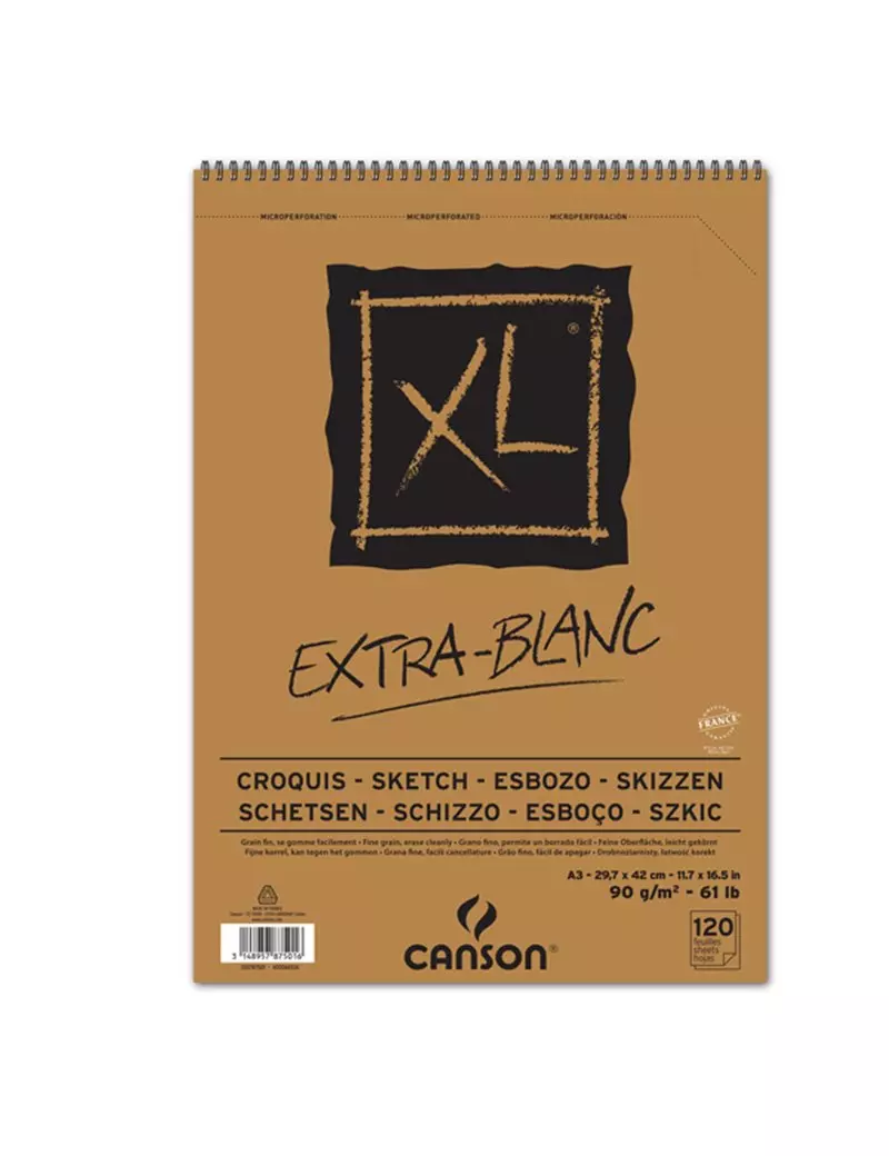 Album XL Extra-Blanc Canson - A3 - 90 g - 120 Fogli - 200787501 (Bianco Conf. 5)