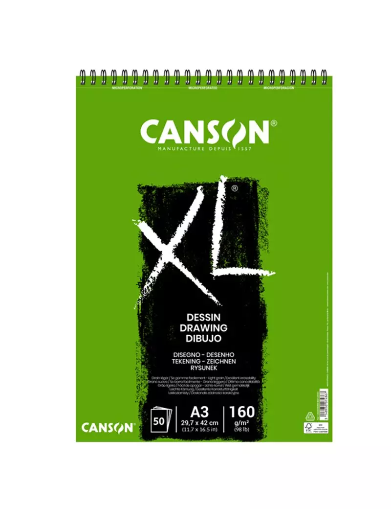 Album XL Dessin Drawing Dibujo Canson - A3 - 160 g - 50 Fogli - 400039089 (Bianco Conf. 5)