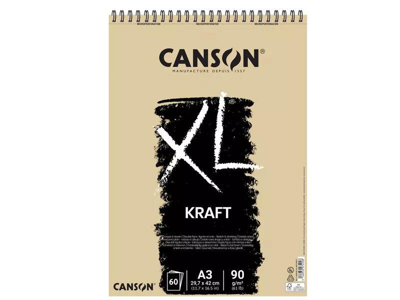 Album XL Kraft Canson - A3 - 90 g - 60 Fogli - 400039142 (Bianco Conf. 5)