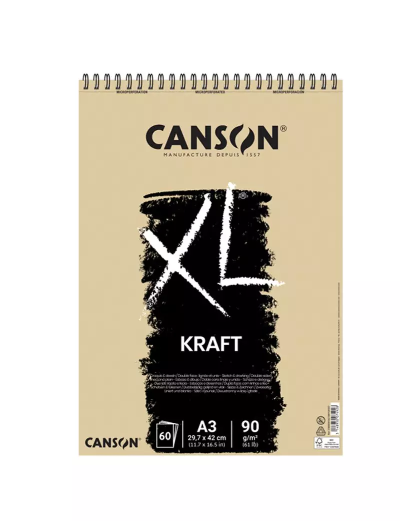 Album XL Kraft Canson - A3 - 90 g - 60 Fogli - 400039142 (Bianco Conf. 5) Album XL Kraft Canson - A3 - 90 g - 60 Fogli - 400039142 (Bianco Conf. 5)