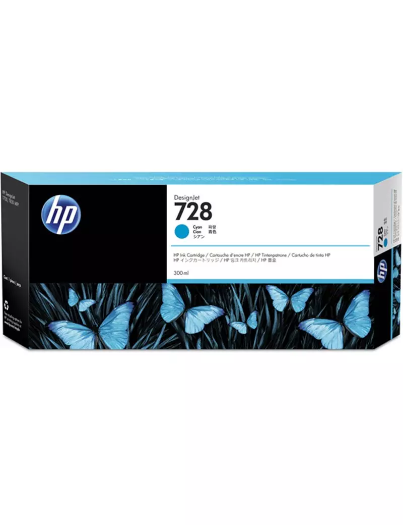 Cartuccia Originale HP F9K17A 728 (Ciano 300 ml)