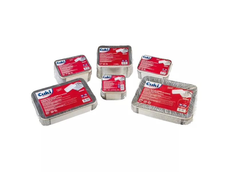 Contenitore in Alluminio con Coperchio Cuki Professional - 20,2x13,7x5 cm - 152705897 (Argento Conf. 50)