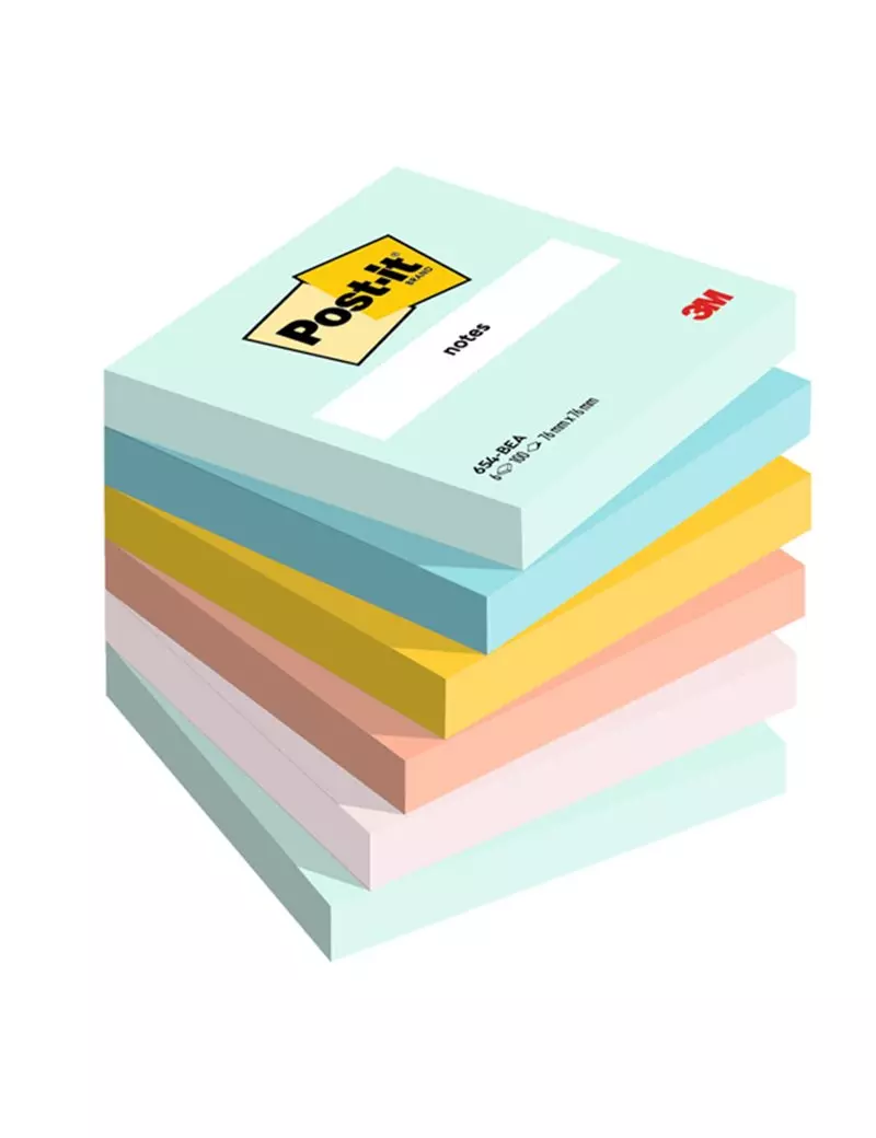 Post-it Notes Super Sticky 654-BEA 3M - 76x76 mm - 7100259201 (Beachside Conf. 6)
