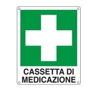 Cartello di Segnalazione - Cassetta di Medicazione - 16x21 cm - E20113W (Bianco e Verde)