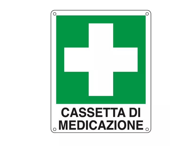 Cartello di Segnalazione - Cassetta di Medicazione - 16x21 cm - E20113W (Bianco e Verde)