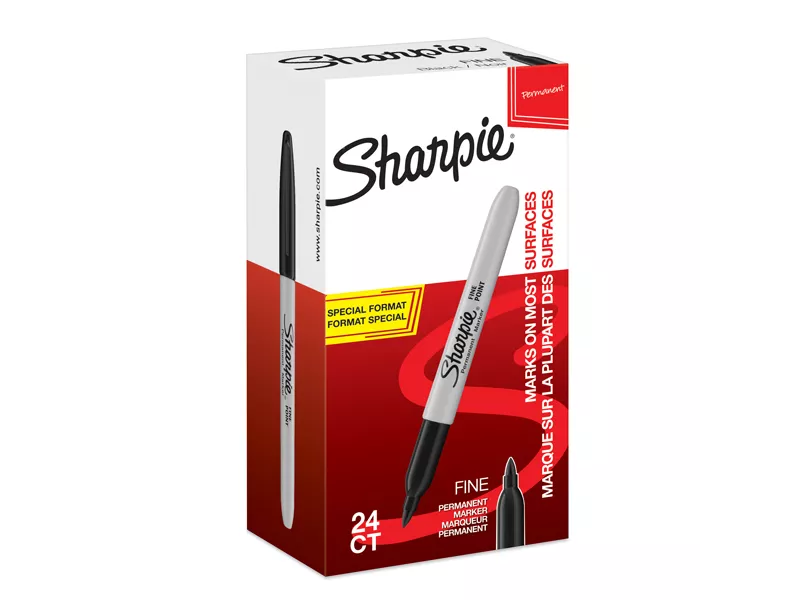 Marcatore Permanente Sharpie Paper Mate - 1 mm - Punta Tonda - 2077128 (Nero Conf. 24)