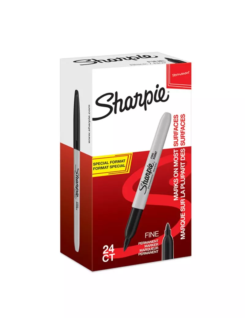 Marcatore Permanente Sharpie Paper Mate - 1 mm - Punta Tonda - 2077128 (Nero Conf. 24) Marcatore Permanente Sharpie Paper Mate - 1 mm - Punta Tonda - 2077128 (Nero Conf. 24)