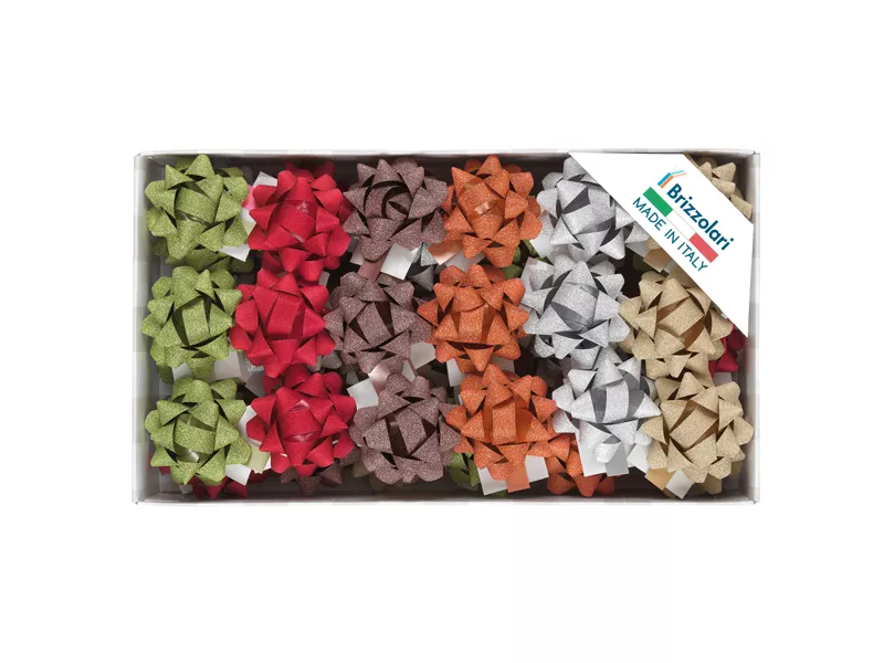 Stelle Glitterate per Pacchi Regalo 68245 Brizzolari - 10 mm x 5 cm - 02307200 (Assortiti Glitterati Conf. 50)