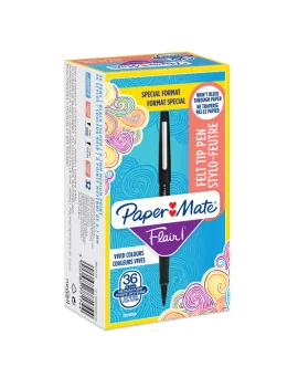 Penna con Punta Sintetica Flair Nylon Paper Mate - 1 mm - 2077174 (Nero Conf. 36)