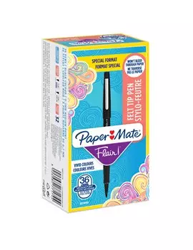 Penna con Punta Sintetica Flair Nylon Paper Mate - 1 mm - 2077174 (Nero Conf. 36)