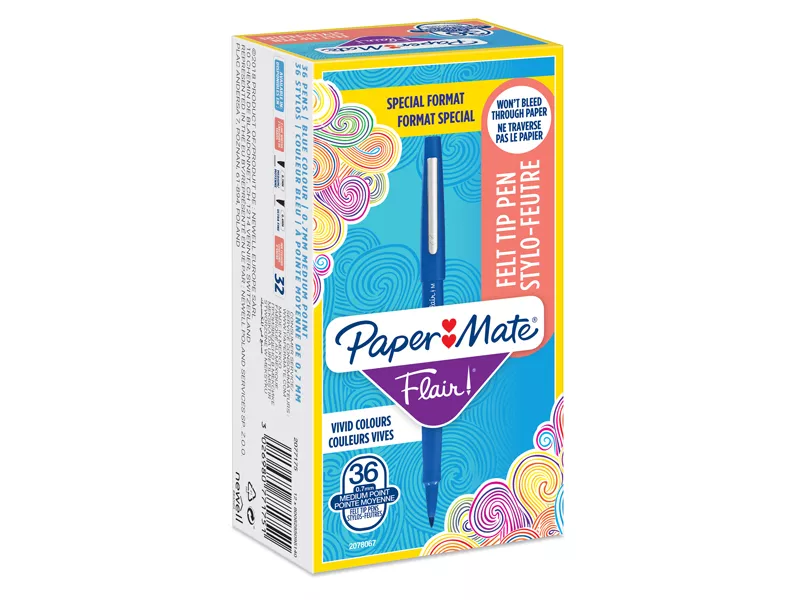 Penna con Punta Sintetica Flair Nylon Paper Mate - 1 mm - 2077175 (Blu Conf. 36)