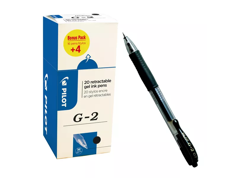 Penna Gel a Scatto G-2 Pilot - 0,7 mm - 000017 (Nero Conf. 16+4)