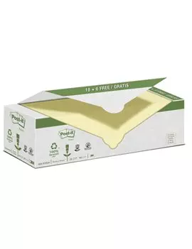 Post-it Notes 654-RYP24 3M - 76x76 mm - Carta Riciclata - 7100172342 (Giallo Conf. 24)