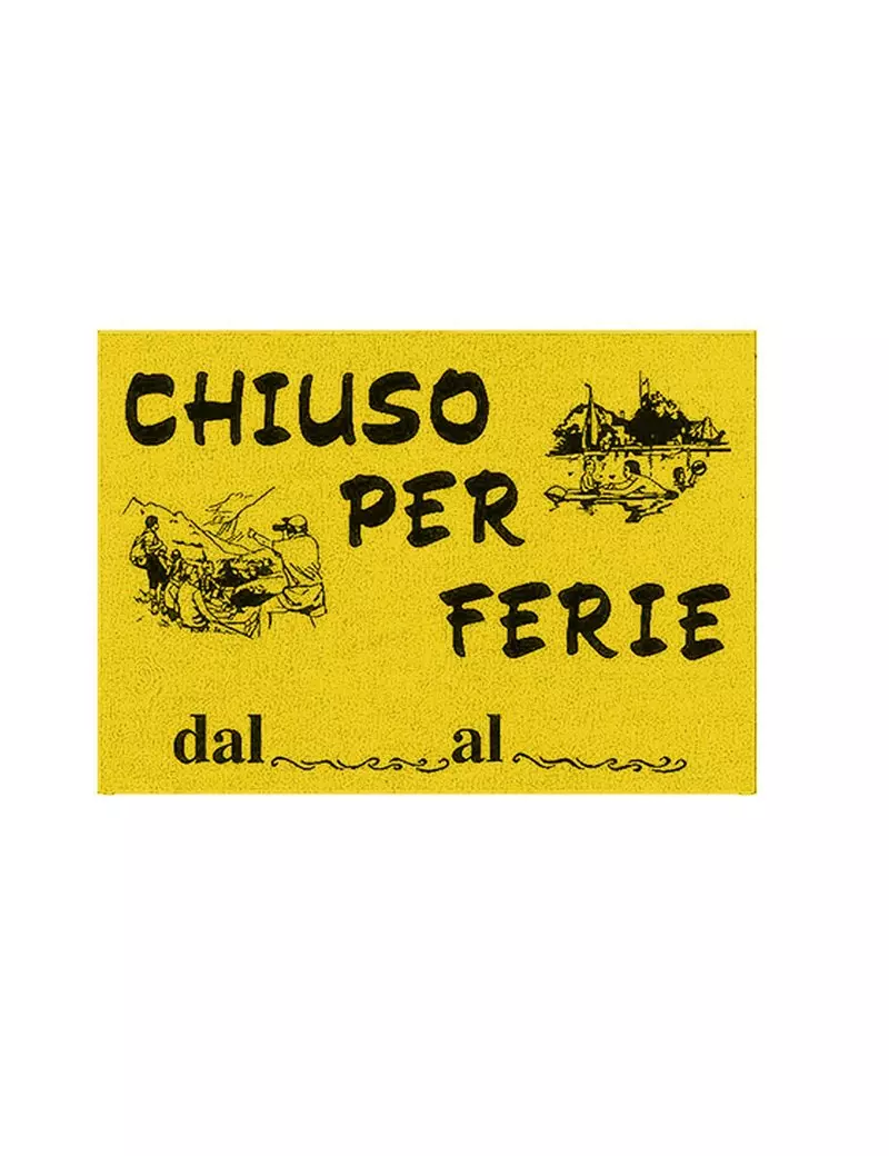 Cartello di Comunicazione - Chiuso per Ferie - 16x23 cm - 315/12 (Giallo Conf. 10) Cartello di Comunicazione - Chiuso per Ferie - 16x23 cm - 315/12 (Giallo Conf. 10)