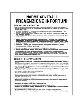 Cartello di Segnalazione - Norme Generali Prevenzione Infortuni - 50x67 cm - PO5031 (Bianco)