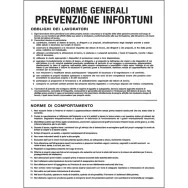 Cartello di Segnalazione - Norme Generali Prevenzione Infortuni - 50x67 cm - PO5031 (Bianco)