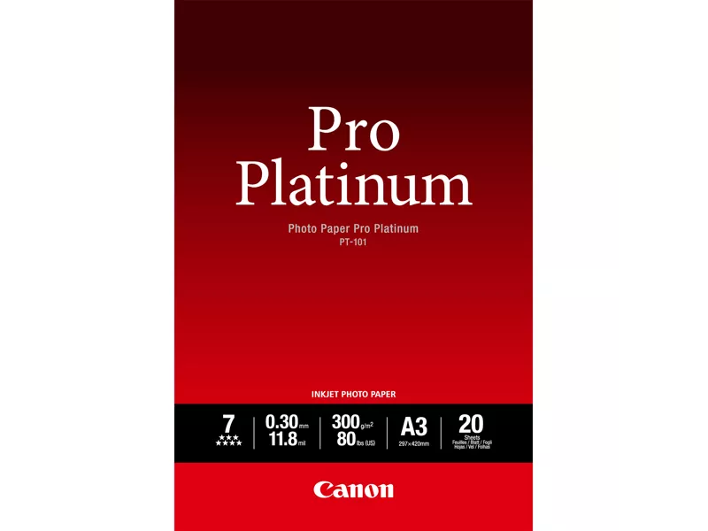 Carta Fotografica Pro Platinum PT-101 Canon - A3 - 300 g - Lucida - 2768B017 (Conf. 20)