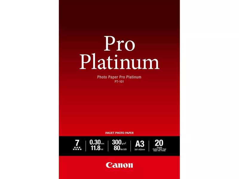 Carta Fotografica Pro Platinum PT-101 Canon - A3 - 300 g - Lucida - 2768B017 (Conf. 20) Carta Fotografica Pro Platinum PT-101 Canon - A3 - 300 g - Lucida - 2768B017 (Conf. 20)