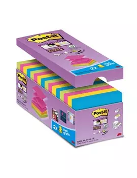 Post-it Z-Notes R-330-SS-VP16 3M - 76x76 mm - 29833 (Giallo Oro Blu Mediterraneo Fucsia Verde Asparago Conf. 16)