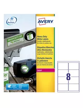 Etichette Adesive in Poliestere Avery - 99,1x67,7 mm - L4715-20 (Bianco Conf. 20)