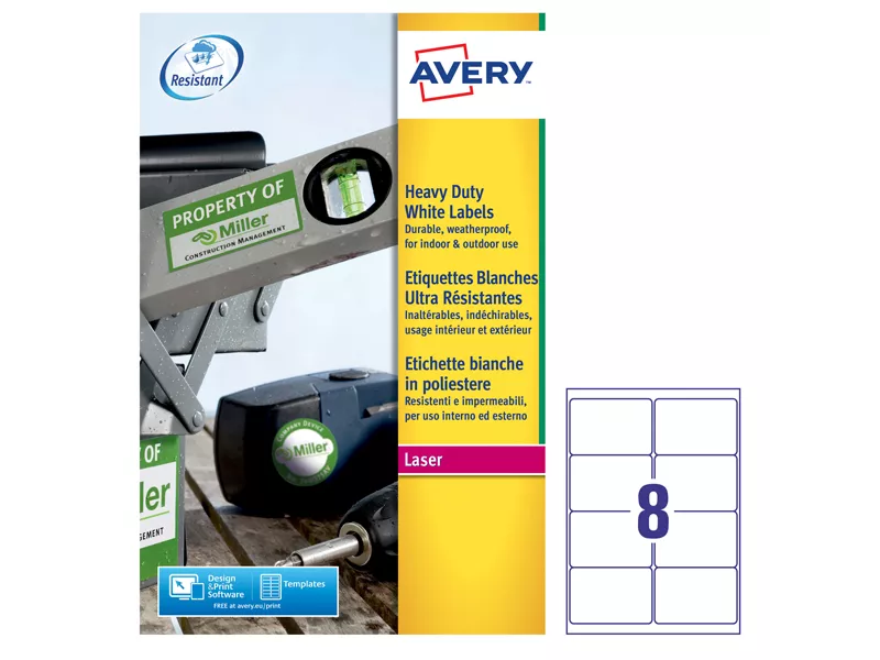 Etichette Adesive in Poliestere Avery - 99,1x67,7 mm - L4715-20 (Bianco Conf. 20)