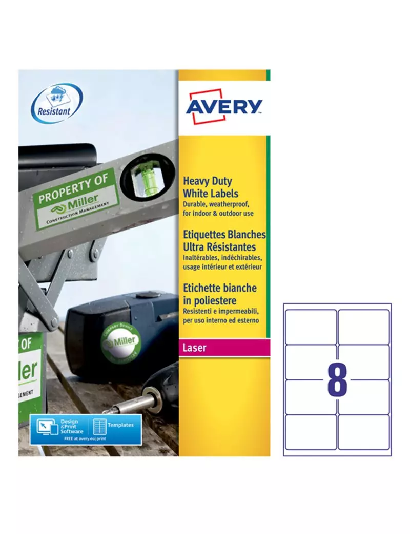 Etichette Adesive in Poliestere Avery - 99,1x67,7 mm - L4715-20 (Bianco Conf. 20) Etichette Adesive in Poliestere Avery - 99,1x67,7 mm - L4715-20 (Bianco Conf. 20)