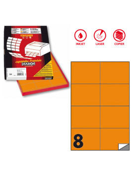 Etichette Adesive Markin - A4 - 105x74 mm - X210C512F-AR (Arancio Fluo Conf. 100)