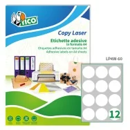 Etichette Adesive Rotonde Tico - 60 mm - Opache - LP4W-60 (Bianco Conf. 100)