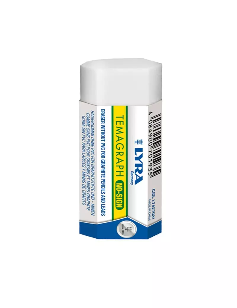 Gomma Temagraph No Sign Lyra Fila - 70x30x12 mm - L7427001 (Bianco) Gomma Temagraph No Sign Lyra Fila - 70x30x12 mm - L7427001 (Bianco)