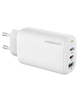 Caricabatterie Mediacom - 3 Porte USB/USB Type-C - 65W - MD-A150 (Bianco)